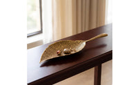 Leaf jewelry Tray Metal Foliage Shaped Tray Embossed for Vanity