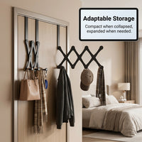 Bedroom Closet Hanging Rack with Retractable Over the Door Coat Design, Extendable Steel Organization for Students and Home