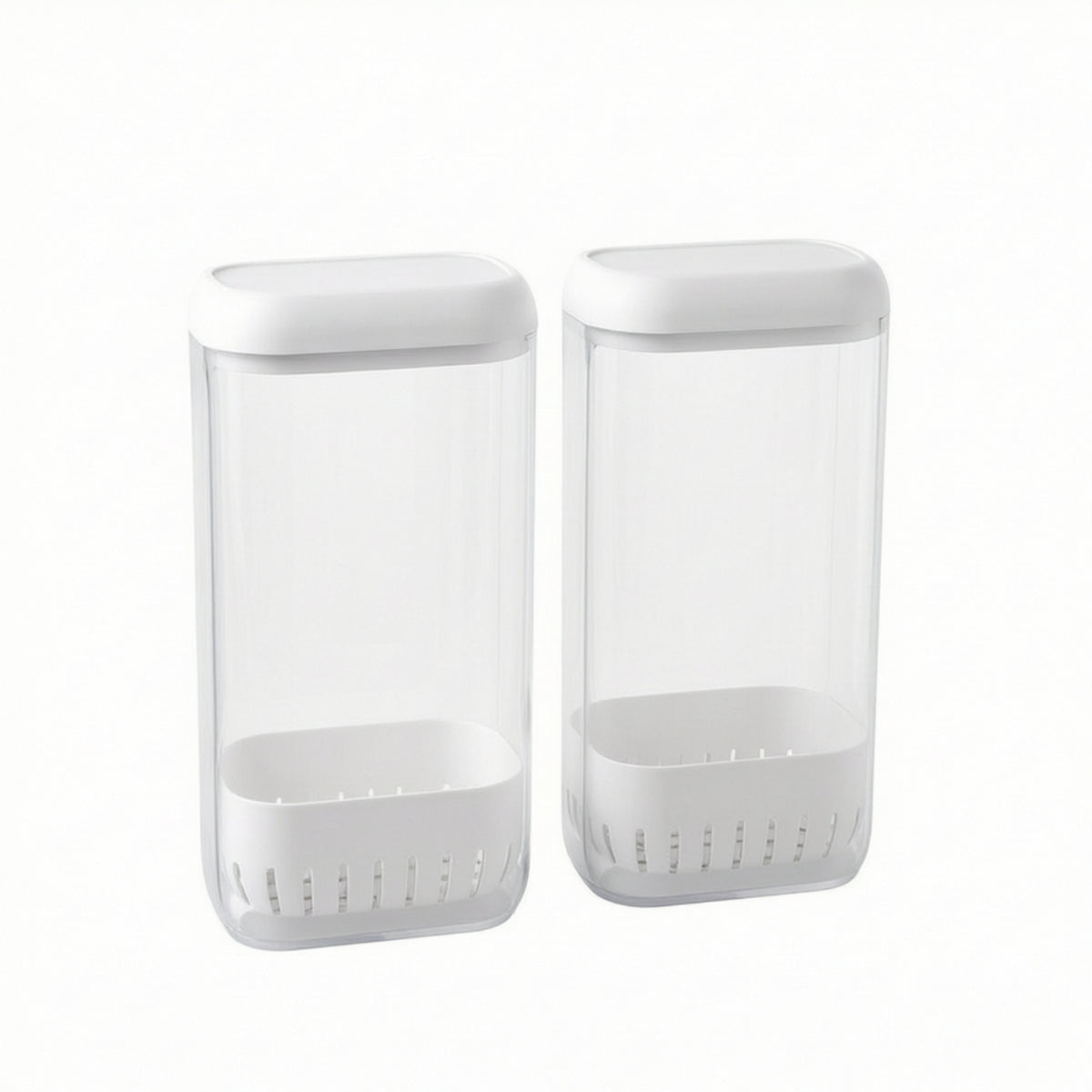 2 Pieces Produce Preserver Keeper Ventilated Greens Keeper Upright Storage Box with Slotted Lid for Home Cooks, Fridge Organization
