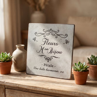 Iron Plaque with Hanging Hook Distressed Square Wall Plaque Weathered for Porch