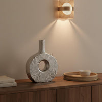 Light Luxury Design Ceramic Donut Vase Electroplated Finish Hollow Loop Flower Holder Modern Shiny Vase for Living Room, Entryway, Bedroom, Office