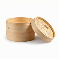 2 Pieces Bamboo Steamer with Lid Woven Bamboo Steamer Round for Chefs