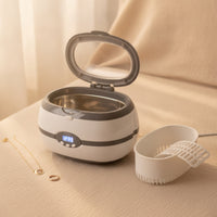 Resonance Cleaning Cleaner with Basket Compact Resonance Cleaning Cleaner with Digital Display Portable for Eyeglass Wearers, Jewelers, Home, Salon