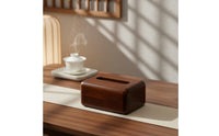 Wooden Tissue Box Cover Decorative Walnut Tissue Box Cover Smooth Surface for Dining Table, Bedroom