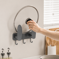 Wall-Mounted Pan Lid Holder, Automatic Pan Organiser, Modern Metal Saucepan Lid Storage for Small Kitchens