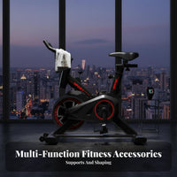 Silent Operation Indoor Cycling Bike Fully Adjustable Seat Stationary Cycling Bike Sturdy Steel Frame Cardio Machine LCD Digital Monitor for Family