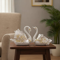 Tabletop Swan Figurine Elegant Swan Figurines Glossy Shelf Decoration Intricate for Living Room, Wine Cabinet, TV Stand, Bookshelf