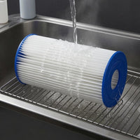Cylindrical Pleated Pool Filter Blue Plastic End Caps Swimming Pool Filter Hollow Center Water Care White