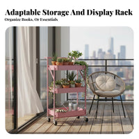 With Wheels 3-Tier Rolling Shelf Multi-Purpose Plant Stand 360° Swivel Casters Mobile Storage Solution Easy Assembly for Apartment Dwellers, Business Owners, Balcony, Indoors, Garden, Living Room