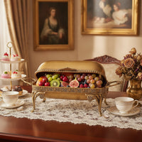 Fruit Tray with Handles Ornate Serving Tray with Lid Openwork Container for Hosts