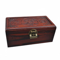 Solid Wood Wooden Jewelry Box With Lock Lockable Keepsake Box Decorative Carved Storage Chest for Bedroom