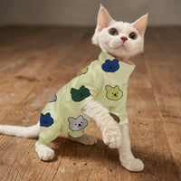 Four-Legged Clothing for Hairless Cat, Printed Four-Legged Pet Clothing with Turtleneck