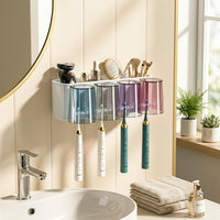 Manual Toothbrush Holder, Automatic Wall Mounted Toothbrush Organiser, Clear PET for Family Bathroom, Multiple Slots