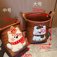 复古仿藤编脏衣收纳筐子家用大容量高颜值零食玩具杂物内衣整理蓝 绿帽小狗 中号