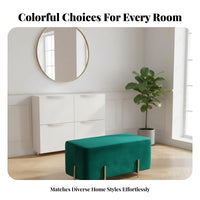 Light Luxury Aesthetic Upholstered Shoe Bench Nordic Design Cushioned Entryway Seat Multi-Functional Ottoman Soft Velvet Upholstery for Shop Owners, Apartment Dwellers, Interior Designers, Retail Storage, Bedroom, Fitting Room, Closet