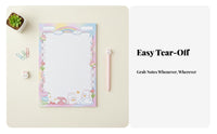 B5 Paper Pad Non-Sticky Cartoon Notepad Beautifully Patterned Tear-off Writing Paper for Stationery Lovers, Teenagers, Desk, Home, Scrapbooking