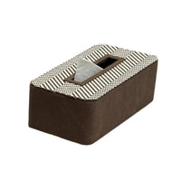 Wooden Tissue Box with Leather Rounded Corner Desktop Tissue Box Striped Home Decor for Coffee Table, Office