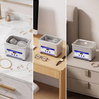 Sound Wave Cleaner with Basket Digital Sound Wave Cleaner Machine Stainless Steel Eyeglass Cleaning Machine for Jewelers, Hobbyists, Home, Workshop
