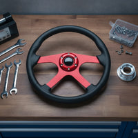 14-Inch Racing Steering Wheel 350mm Aftermarket Steering Wheel Three-Spoke Textured Grip for Car Enthusiasts, Drivers, Track Days