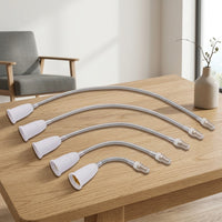 E14 to E27 Adapter with Flexible Gooseneck for Adjustable Lighting, Rated Current 3A Flexible Lamp Adapter, Extra Long 59.5cm Gooseneck, 1 Pack