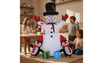 Bonhomme De Neige Gonflable Avec Pingouins Festif Snowman with Penguins Outdoor