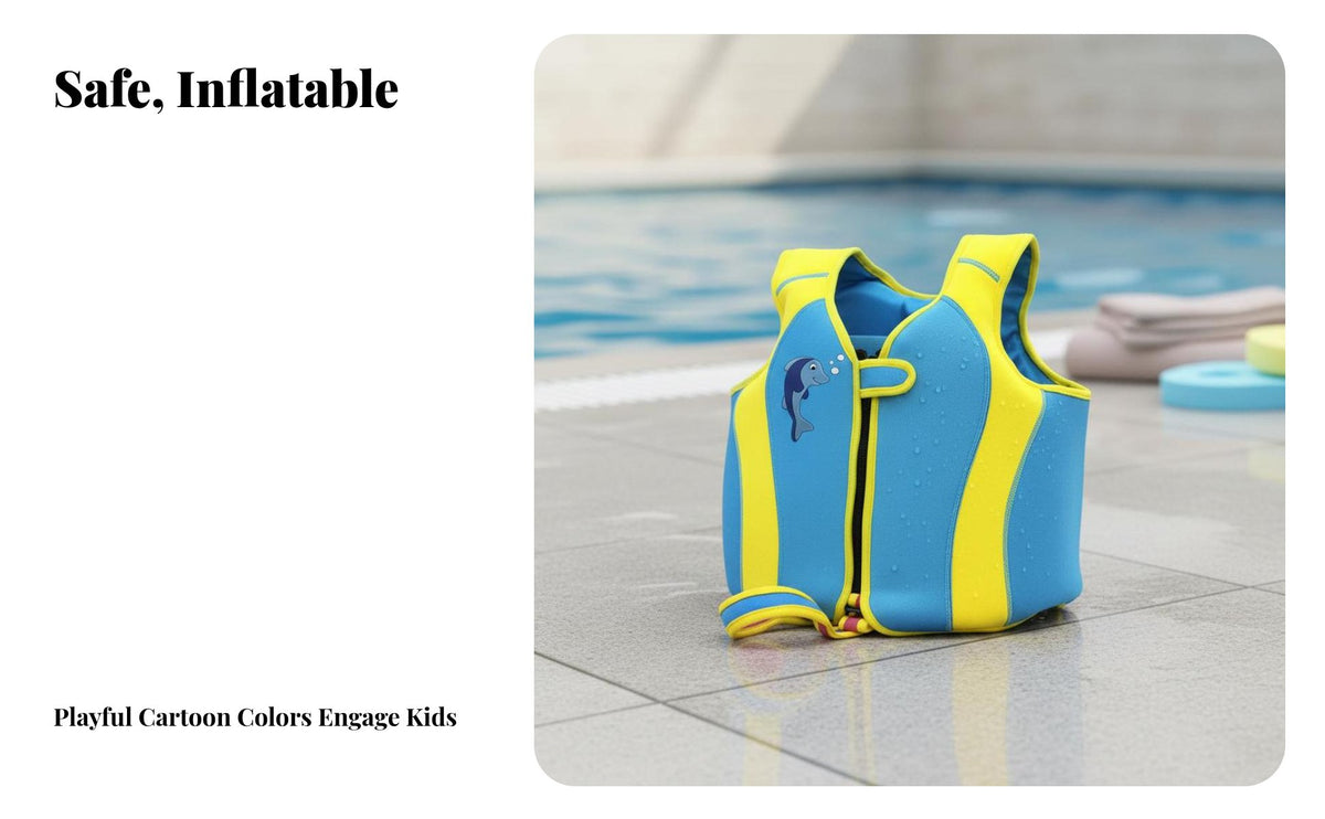 children's Buoyancy Vest Inflation children's Buoyancy Swim Attire Adjustable Buckle Kids Swim Training Vest for Children, Girls, Beach