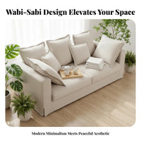 Space-Saving Settee Removable and cleanable Cover plump Two-Seater Sofa Wabi-Sabi Aesthetic Living Room Seating for Homeowners, Lounge Area, Bedroom, awayice