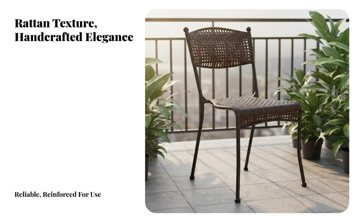 Long-Lasting Imitation Rattan Chair Easy to Clean Woven Wicker Chair Strong Load-Bearing PE Rattan Armchair Ergonomic Design for Adults, Homeowners, Balcony, Garden, Backyard, Poolside