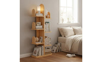 Space-Saving Narrow Bedside Shelf Stable Design Space Filler Shelf Multi-Tier Leaning Bookshelf Large Capacity for Small Areas