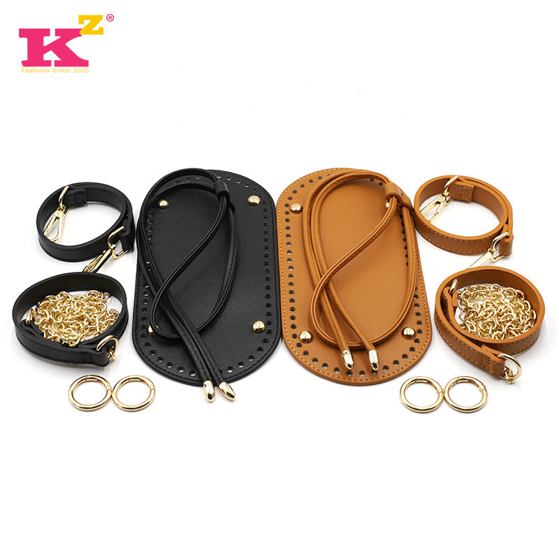 New Handmade Crochet Bag Bottom, Strap, Handle, Drawstring Set with Hardware, DIY Weaving Material Kit, 25*12