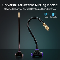 Brass Misting Nozzle Tee, Adjustable Direction, Quick Connect, for Outdoor Cooling System, Garden Watering, Humidification