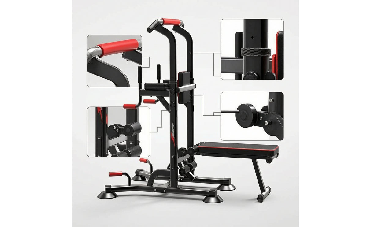 Strength Training Station with Bench Multifunctional Adjustable Strength Training Station Freestanding Pull up Bar with Bench for Fitness Enthusiasts