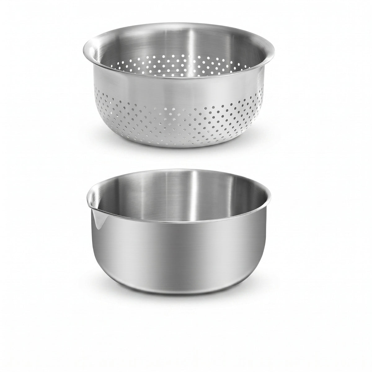 2 Pieces Stainless Steel Draining Bowl Set Perforated Strainer with Basin Rust-Resistant Colander with Bowl Easy to Clean for Washing Vegetables