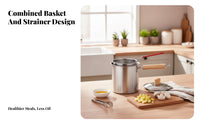 Stainless Steel Fryer with Drainer Rack Fine Mesh Strainer Stainless Steel Battered Fryer Easy to Clean Small French Fry Pot for Home Cooks
