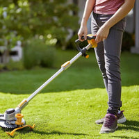 Electric Vegetation Trimmer with Wheels Battery Powered Grass Trimmer with Wheels Handheld Cordless Vegetation Wacker Ergonomic for Homeowners, Gardeners, Garden