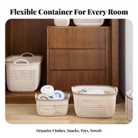 Wovenpattern Pfinal partic Basket Large Capacity Wovenpattern Tote with Handles
