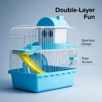 Cage with Accessories, Two-Tier Design, Water Bottle and Dishes, Small for Activity Rest Play, Villa with Handle