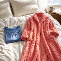 Women's Coral Fleece Ankle-Length Nightgown, Thickened Winter Loungewear