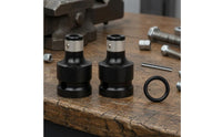 2 Pieces Heavy-Duty Hex Converter Adapter Head Knurled Grip Hex Adapter Head Black and Silver Power Tools Accessory Metal Top