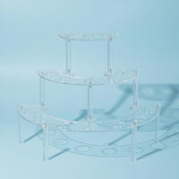 Easy to Assemble 3 Tier Ice Cream Cone Holder Sturdy & Stable Semi Circle Cone Rack Reusable Acrylic Dessert Display Stand Polished Edges for Buffet, Wedding