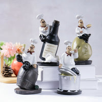 4 Pieces Chef Figurine Jolly Resin Figurine Charming for Cafe