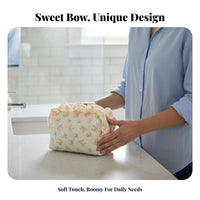 Bow Print Cosmetic Case Large Capacity Portable Skincare Organizer for Dorm Room