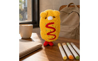 Zigzag Embroidery Soft Creature Writing Utensil Case Embroidered Creature Face Writing Utensil Case Yellow Stationery Bag Red Pull