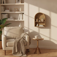Rattan-Look Woven Storage Rack Rustic Paper Rope Shelf Lightweight Wall Rack with Divider Space-Saving for Entryway, Bedroom, Home Office