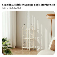 Space-Saving Design Narrow Multi-Tier Bookshelf accessibleShelf Design Multi-Tier Rolling Book Trolley Lockable Casters Mobile Shelving Single Unit Sturdy Long-Lasting for Apartment Dwellers, Homeowners, Small Areas, Kids' Room, Bedroom, Classroom