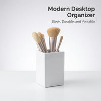 Clear Acrylic Pen Holder for Desk Storage, Square Pencil Pot Organiser for Vanity Table, Makeup Brush Office Stationery