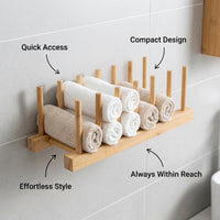 Display Shelf, Vintage Towel Rack for Bathroom, Punch Washroom & Powder Room Organizer for Travelers, Wood Storage for Hotels & Guesthouses