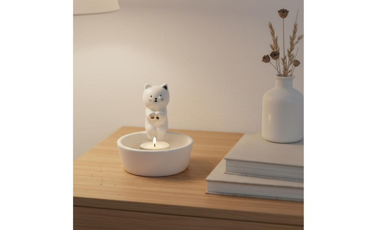 Atmosphere Light Creature Figurine Candle Holder Double Use House Decoration for Cat Lovers, Bedroom