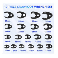 19 Pieces Rust Resistant Fuel Line Wrench Set Metric Sizes Oil Line Wrench Set Portable Storage Case CR-MO Steel for Mechanics, Auto Repair Shop, Garage