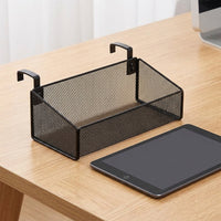 Under Desk Storage Basket, Detachable Metal Wire Hanging Storage for Students & Home Office, Desk Organisation Solutions, Matte Finish Small Size